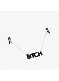 Зажимы на соски с кожаной подвеской Bitch - Crazy Handmade - купить с доставкой в Туле