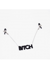 Зажимы на соски с кожаной подвеской Bitch - Crazy Handmade - купить с доставкой в Туле