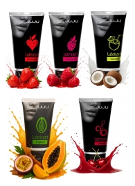 Набор из 5 съедобных лубрикантов JUJU (клубника, малина, тропические фрукты, вишня, кокос) - JuJu - купить с доставкой в Туле