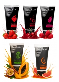 Набор из 5 съедобных лубрикантов JUJU (клубника, малина, тропические фрукты, вишня, грейпфрут) - JuJu - купить с доставкой в Туле