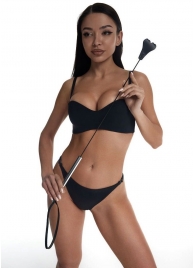 Стек с черным кожаным наконечником в виде сердца и металлической ручкой - 67 см. - Crazy Handmade - купить с доставкой в Туле