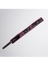 Черно-розовый ошейник с золотистой фурнитурой - Crazy Handmade - купить с доставкой в Туле