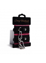 Черно-розовые скругленные наручники с мягкой подкладкой - Crazy Handmade - купить с доставкой в Туле