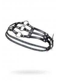 Черный кожаный пояс с кольцами - Pecado - купить с доставкой в Туле