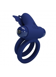 Синее эрекционное кольцо с вибростимуляцией клитора - Baile - в Туле купить с доставкой