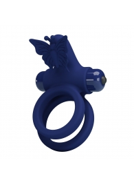Синее эрекционное кольцо с вибростимуляцией клитора - Baile - в Туле купить с доставкой