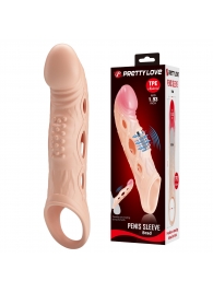 Телесная удлиняющая насадка с рельефом и вибрацией Brad - 21,3 см. - Baile - в Туле купить с доставкой