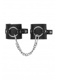 Черные наручники из толстой натуральной кожи с люверсами - Pecado - купить с доставкой в Туле
