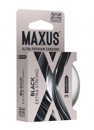 Черные утолщенные презервативы MAXUS Extra Strong с железным кейсом - 3 шт. - Maxus - купить с доставкой в Туле