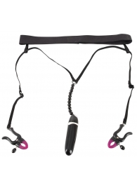 Женские вибростринги с зажимами для половых губ Spreader String with Vibrator - Orion - купить с доставкой в Туле