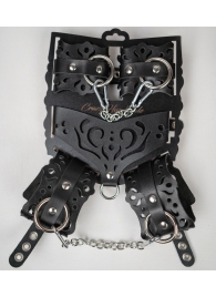 Черный ажурный кожаный набор фиксаций - Crazy Handmade - купить с доставкой в Туле