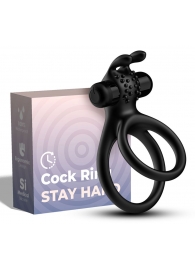 Черное эрекционное виброкольцо с подхватом мошонки Stay Hard - Boys of Toys - в Туле купить с доставкой