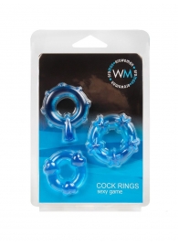 Набор из 3 синих эрекционных колец с различным рельефом - Erowoman-Eroman - в Туле купить с доставкой