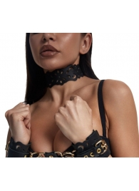 Черный ажурный чокер с золотистой фурнитурой - Crazy Handmade - купить с доставкой в Туле