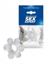 Прозрачное эрекционное кольцо с 6 стимулирующими шариками - Sex Expert - в Туле купить с доставкой