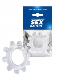 Прозрачное эрекционное кольцо со стимулирующими шариками - Sex Expert - в Туле купить с доставкой
