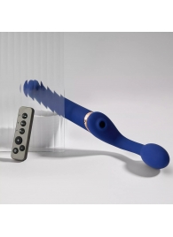 Синий безремневой страпон Multi Orgasm Bendable Strap-On size L с клиторальной стимуляцией - Strap-on-me - купить с доставкой в Туле