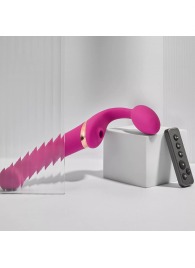 Ярко-розовый безремневой страпон Multi Orgasm Bendable Strap-On size L с клиторальной стимуляцией - Strap-on-me - купить с доставкой в Туле