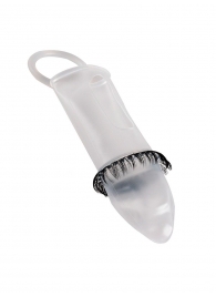 Закрытая насадка на пенис с подхватом мошонки и стимулирующими «ресничками» - Sextaz - в Туле купить с доставкой