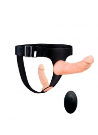 Женский страпон с 2 насадками, вибрацией и пультом ДУ - Erowoman-Eroman - купить с доставкой в Туле