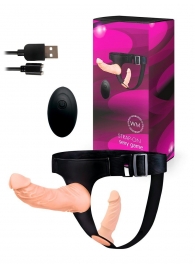 Женский страпон с 2 насадками, вибрацией и пультом ДУ - Erowoman-Eroman - купить с доставкой в Туле