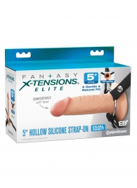 Телесный пустотелый фаллопротез 5’’ Hollow Silicone Strap-On - 14 см. - Pipedream - купить с доставкой в Туле