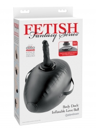Черный надувной мяч с платформой для фиксации дилдо Body Dock Inflatable Love Ball - Pipedream - купить с доставкой в Туле