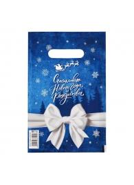 Сине-белый подарочный новогодний пакет с вырубной ручкой (20х30 см) - Сима-Ленд - купить с доставкой в Туле