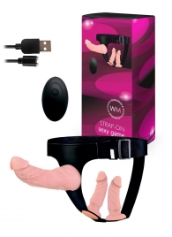 Женский страпон с 3 насадками и вибрацией - Erowoman-Eroman - купить с доставкой в Туле