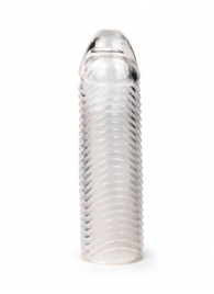 Прозрачная закрытая насадка на пенис с ребрышками - 16 см. - Sex Expert - в Туле купить с доставкой