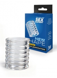 Прозрачная сквозная насадка на пенис с ребрышками - Sex Expert - в Туле купить с доставкой