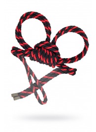 Черно-красные наручники-оковы ’’Узел-омега’’ из хлопковой веревки - Pecado - купить с доставкой в Туле