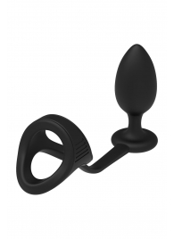 Черное эрекционное кольцо с анальной пробкой Cockstrap With Anal Plug - Dream Toys - в Туле купить с доставкой