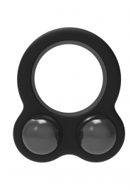 Черное эрекционное кольцо с утяжелителями Cockring Dual Weight - Dream Toys - в Туле купить с доставкой