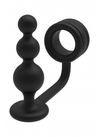 Черное эрекционное кольцо с анальной елочкой Cockring With Beaded Anal Plug - Dream Toys - в Туле купить с доставкой