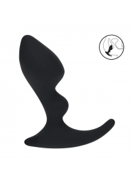 Черная анальная пробка для массажа простаты Double Ripple Silicone Prostate Massager - Shots Media BV - в Туле купить с доставкой
