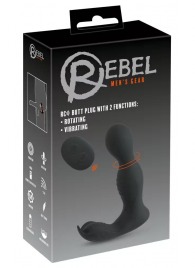 Черная анальная пробка с вибрацией, вращением и пультом ДУ RC Butt Plug with 2 Functions - Orion - в Туле купить с доставкой