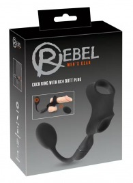 Черное виброкольцо с анальной пробкой Cock Ring with RC Butt Plug - Orion - в Туле купить с доставкой