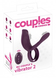 Фиолетовая насадка на член с клиторальным отростком и пультом ДУ RC Couple’s Vibrator 2 - Orion - в Туле купить с доставкой