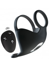 Черная вибронасадка для эрекции и стимуляции мошонки Cock ring with RC ball massager - Orion - в Туле купить с доставкой