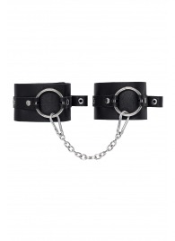 Черные оковы из толстой кожи с люверсами - Pecado - купить с доставкой в Туле