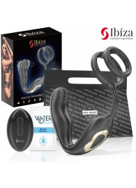 Черная анальная пробка с вращением и эрекционными кольцами - Ibiza - в Туле купить с доставкой