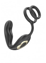 Черная анальная пробка с вращением и эрекционными кольцами - Ibiza - в Туле купить с доставкой