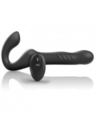 Черный безремневой страпон с вибрацией и возвратно-поступательными движениями - 24 см. - Ibiza - купить с доставкой в Туле