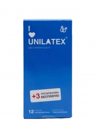 Классические презервативы Unilatex Natural Plain - 12 шт. + 3 шт. в подарок - Unilatex - купить с доставкой в Туле