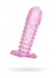 Гелевая розовая насадка с шипами - 12 см. - Toyfa Basic - в Туле купить с доставкой