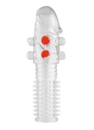 Гелевая прозрачная насадка с шариками и шипами - 14 см. - Toyfa Basic - в Туле купить с доставкой