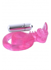 Розовая вибронасадка со стимулятор клитора   Язычок - Toyfa Basic - в Туле купить с доставкой