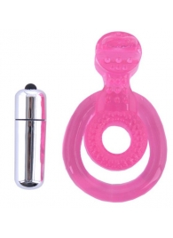 Розовая вибронасадка со стимулятор клитора   Язычок - Toyfa Basic - в Туле купить с доставкой