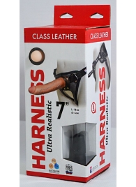 Насадка-фаллоимитатор на кожаных трусиках Harness Ultra Realistic 7  - 18 см. - LOVETOY (А-Полимер) - купить с доставкой в Туле